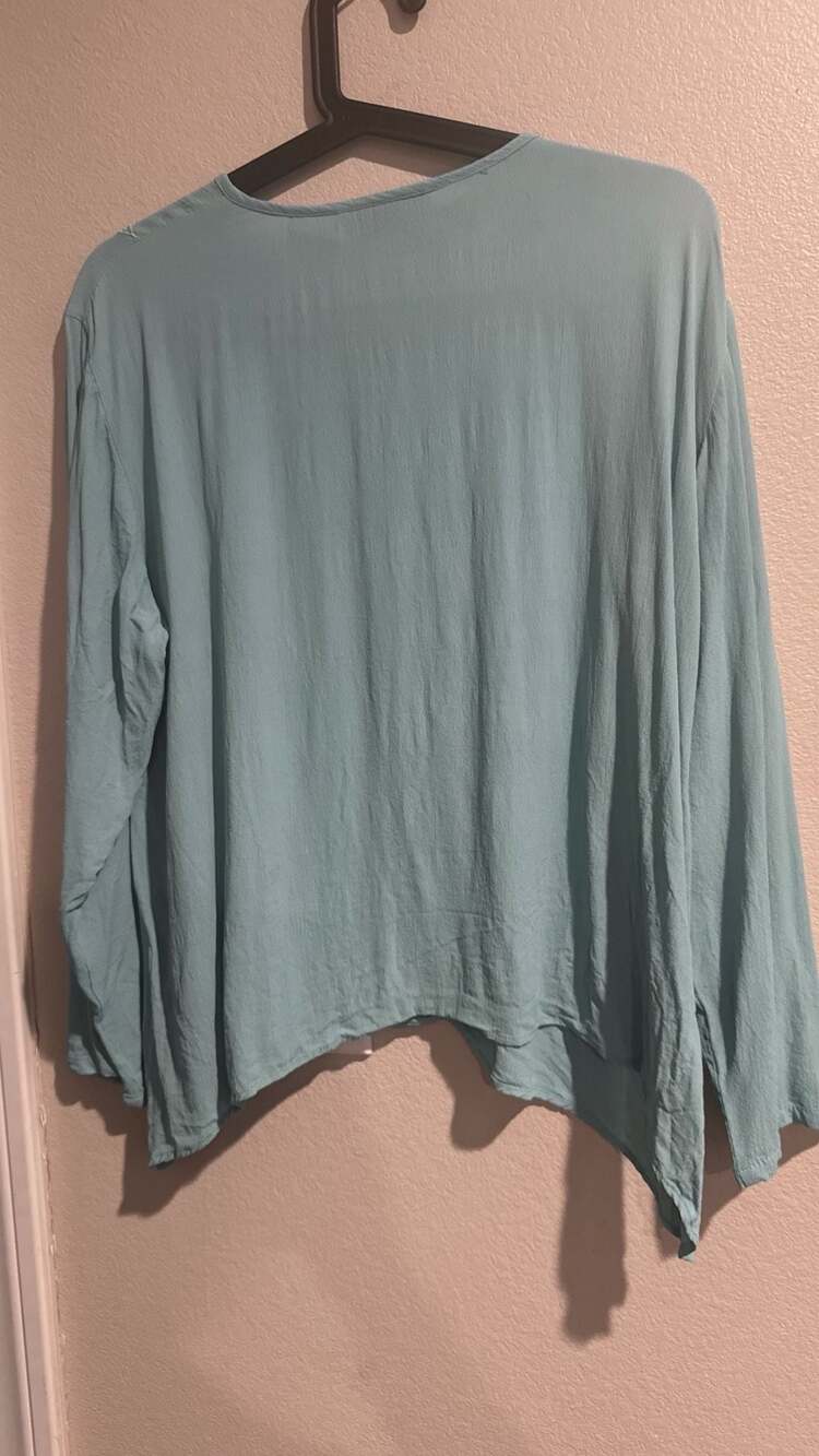 BFA Classics Vintage Aqua TurquoiseBabyBlue Sz.L Petite blouse - Picture 8 of 8